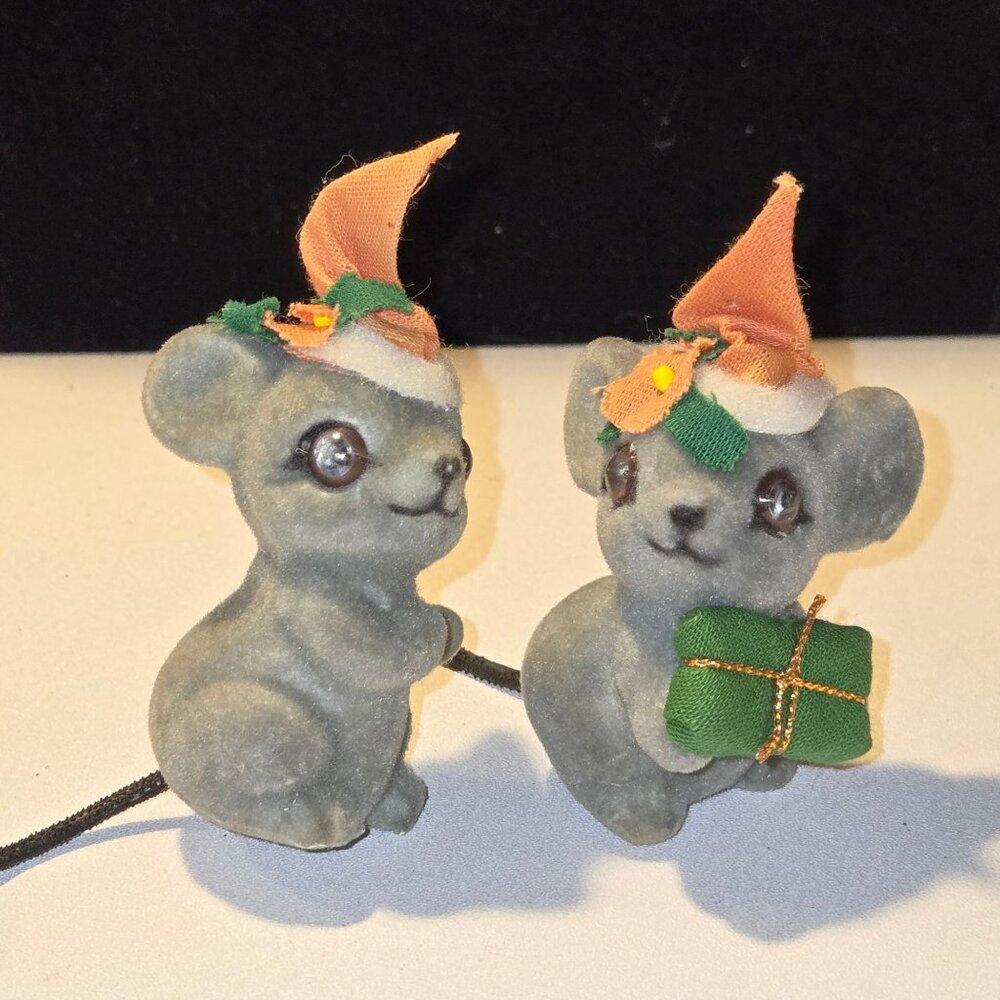Josefs Originals flocked Mice, Mouse Ornaments set of 2